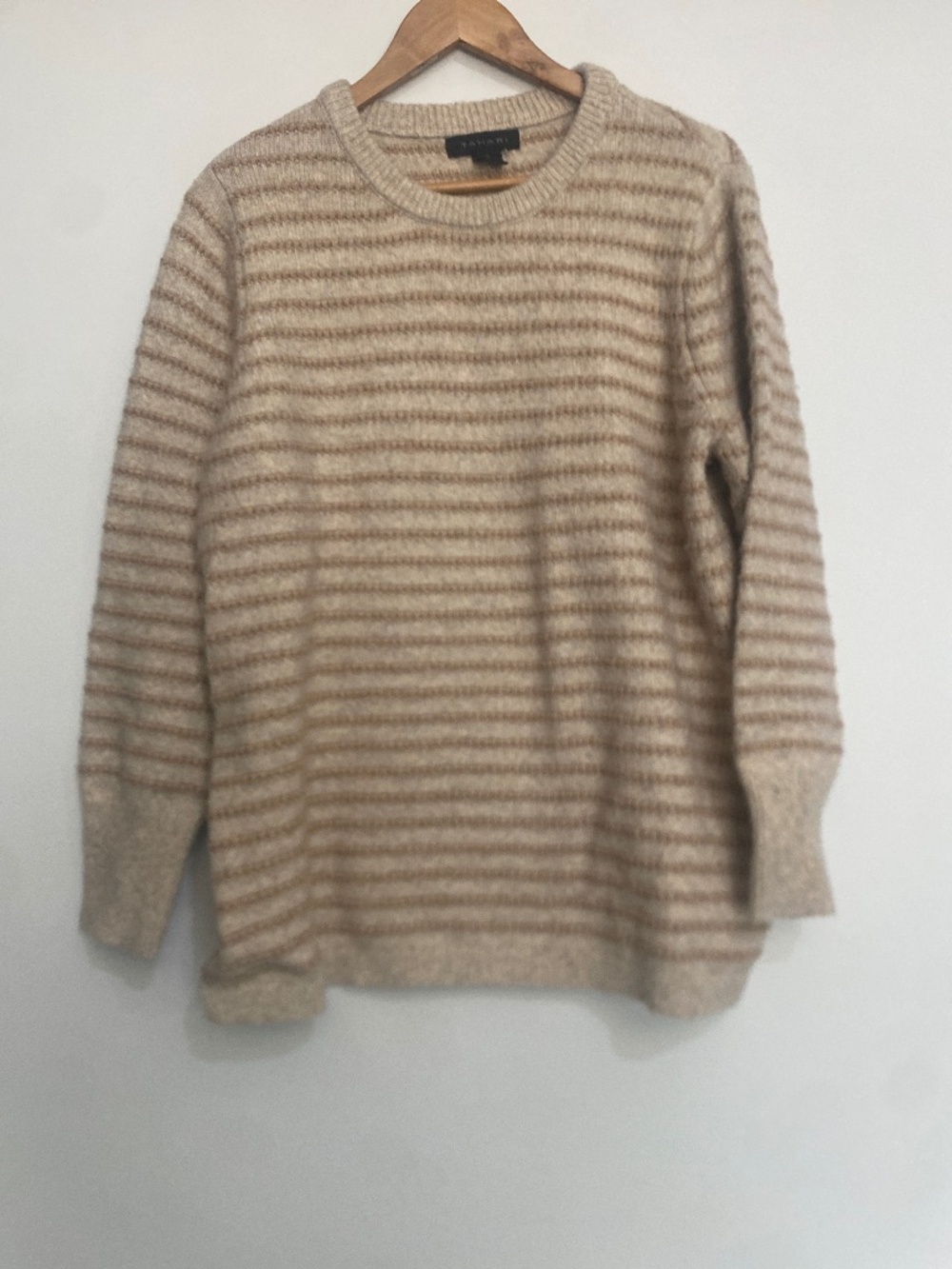 Tahari 2X Stripes Crew Neck Sweater